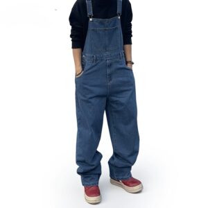 Salopette denim homme à bretelles jean bleu de face