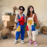 salopette enfant ample patchwork colorée poches larges image produit