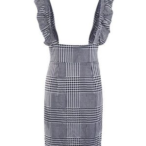 jupe salopette taille haute à carreaux modèle