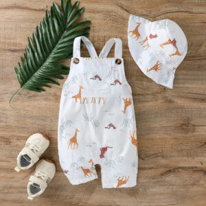 Salopette bebe animaux et son chapeau assorti