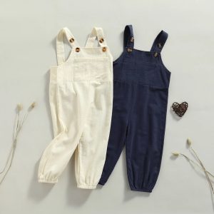 salopette enfant à bretelles beige pour filles ou garçons couleur