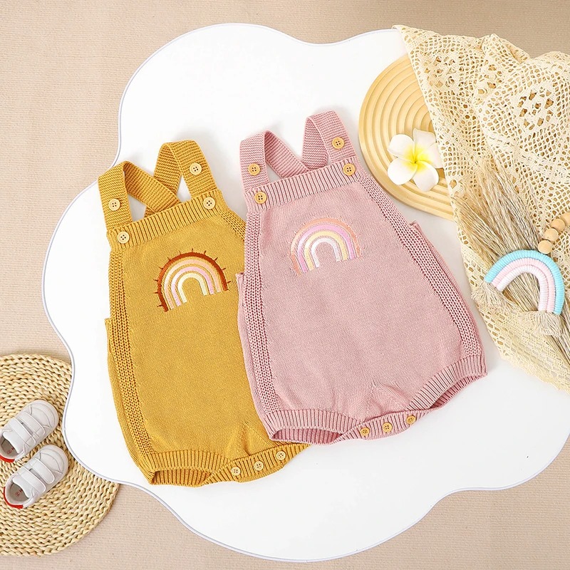 salopette bébé coton arc en ciel jaune couleur