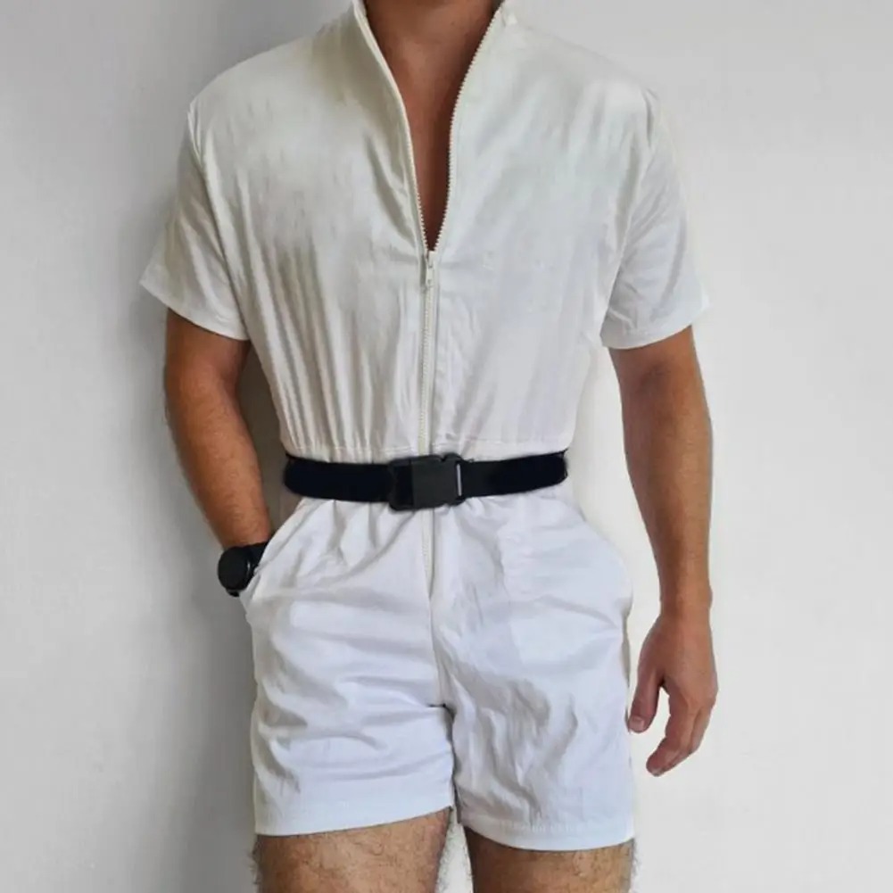 combinaison et salopette short homme cintrée blanche