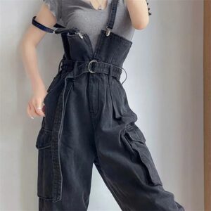 salopette jeans pour femme taille haute