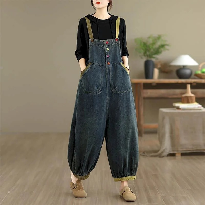 salopette bleue ample femme