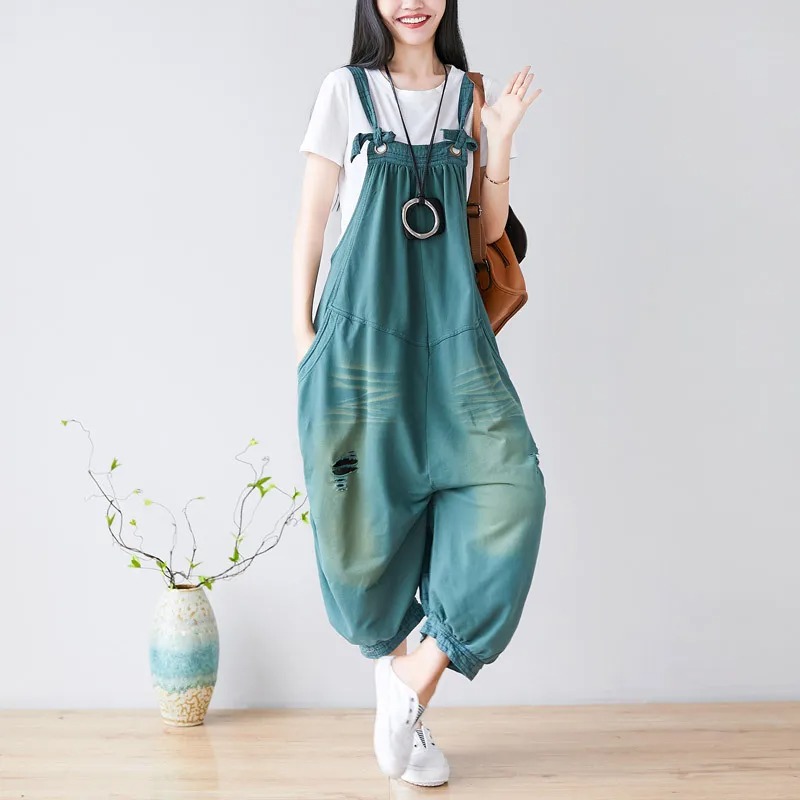 salopette large femme sarouel vert