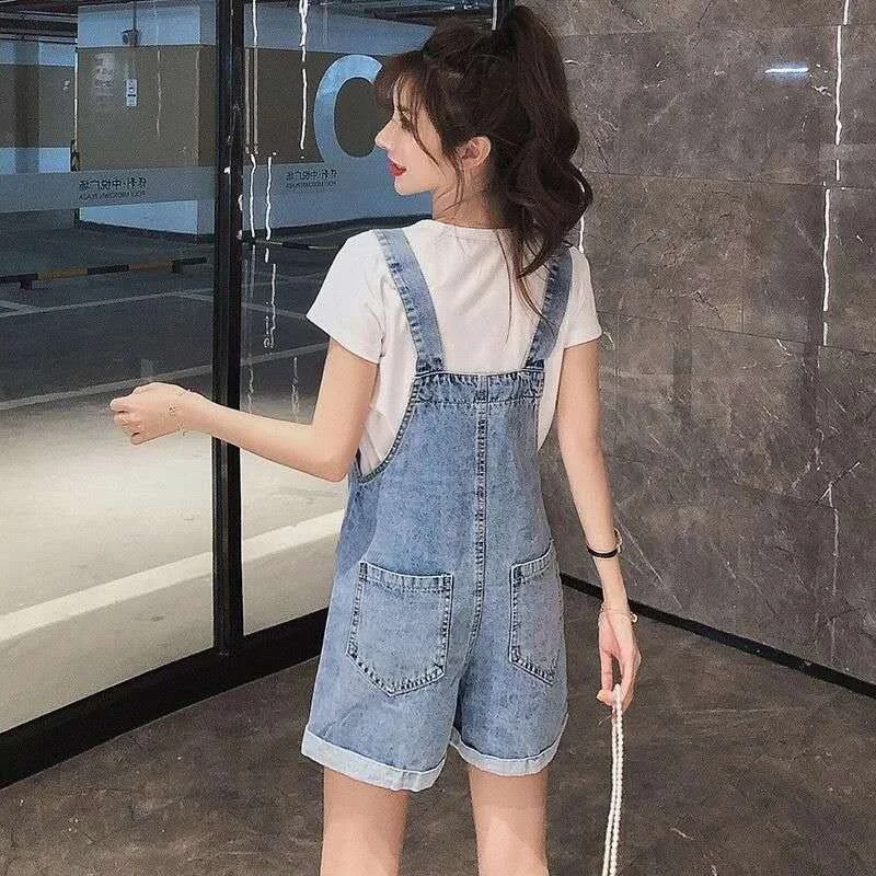 salopette short femme denim détail buste