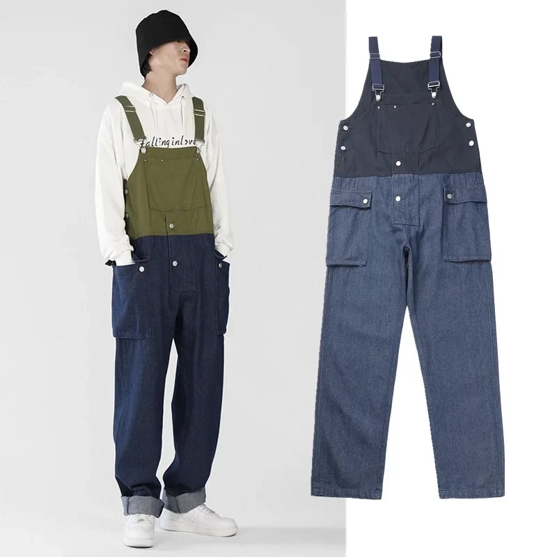 salopette jean large homme multi-poches