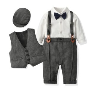 salopette bébé garçon vintage et ses accessoires gris
