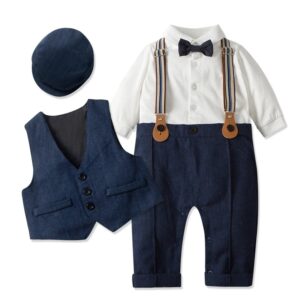 salopette bébé garçon vintage et ses accessoires bleu