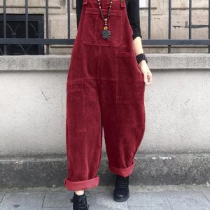 salopette velours femme rouge