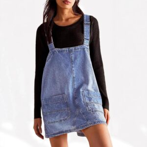 robe salopette femme courte bleu clair