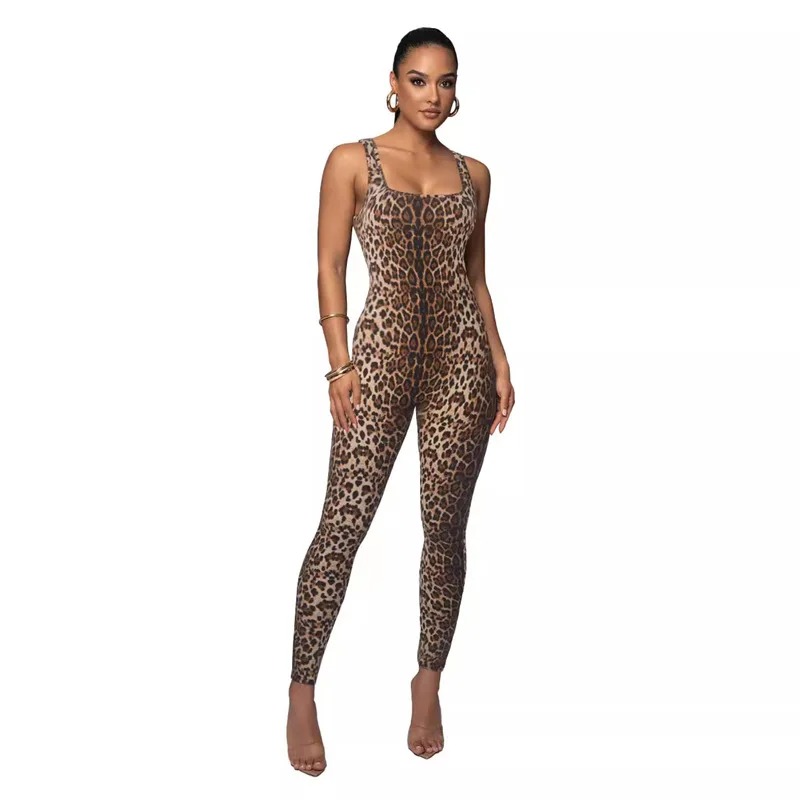 salopette noir femme peau de leopard