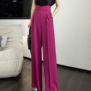 pantalon salopette femme droit élégant rose