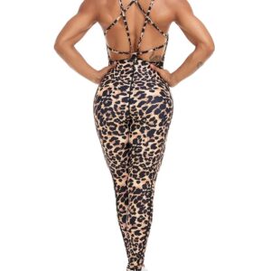 combinaison et salopette léopard femme de dos