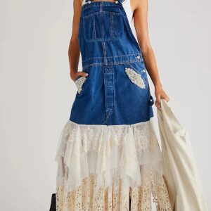 robe salopette femme à dentelles détail tissu