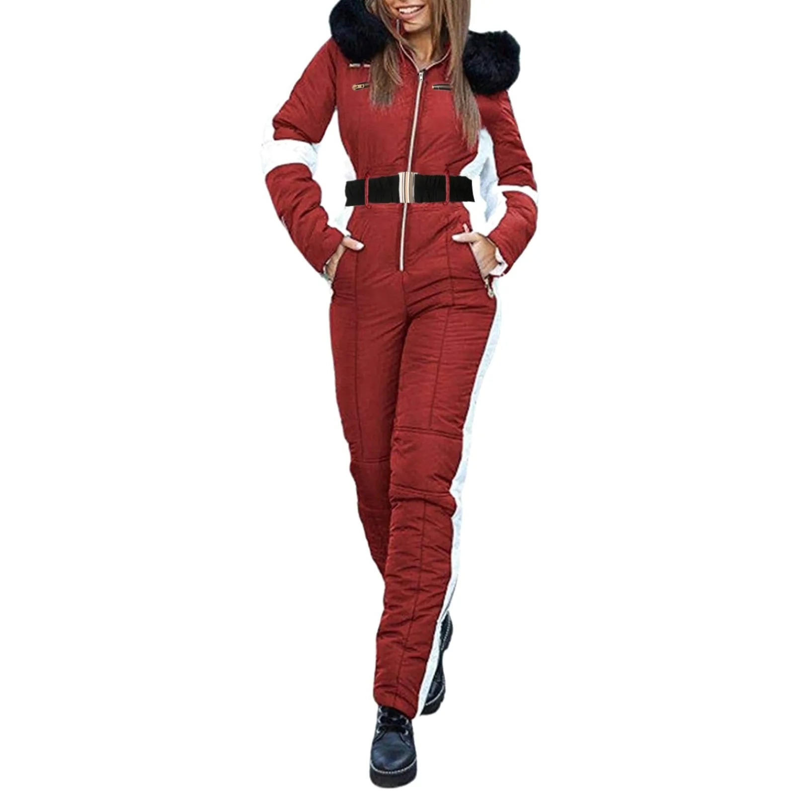 salopette de ski femme style rouge