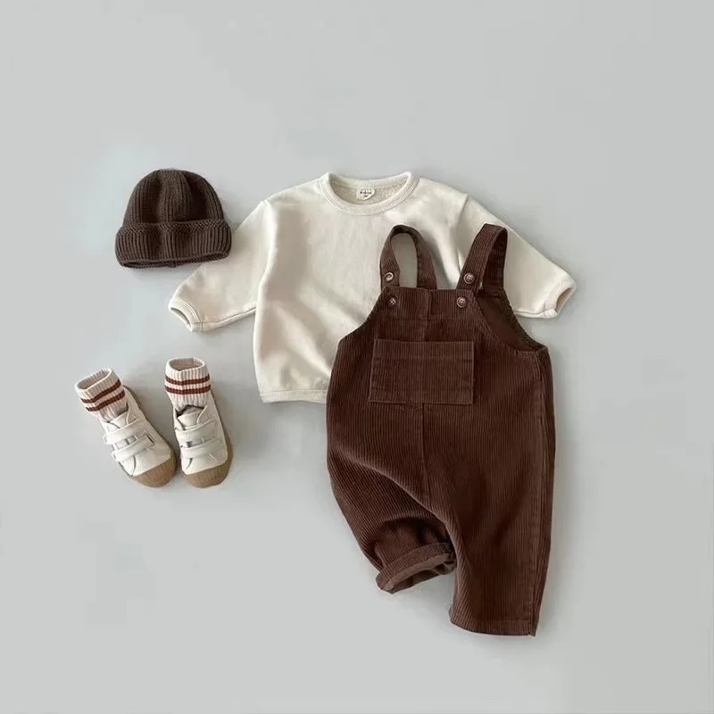salopette garcon velours marron