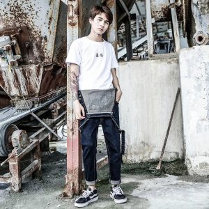 Salopette en jean bleu foncé homme décontractée pantalon