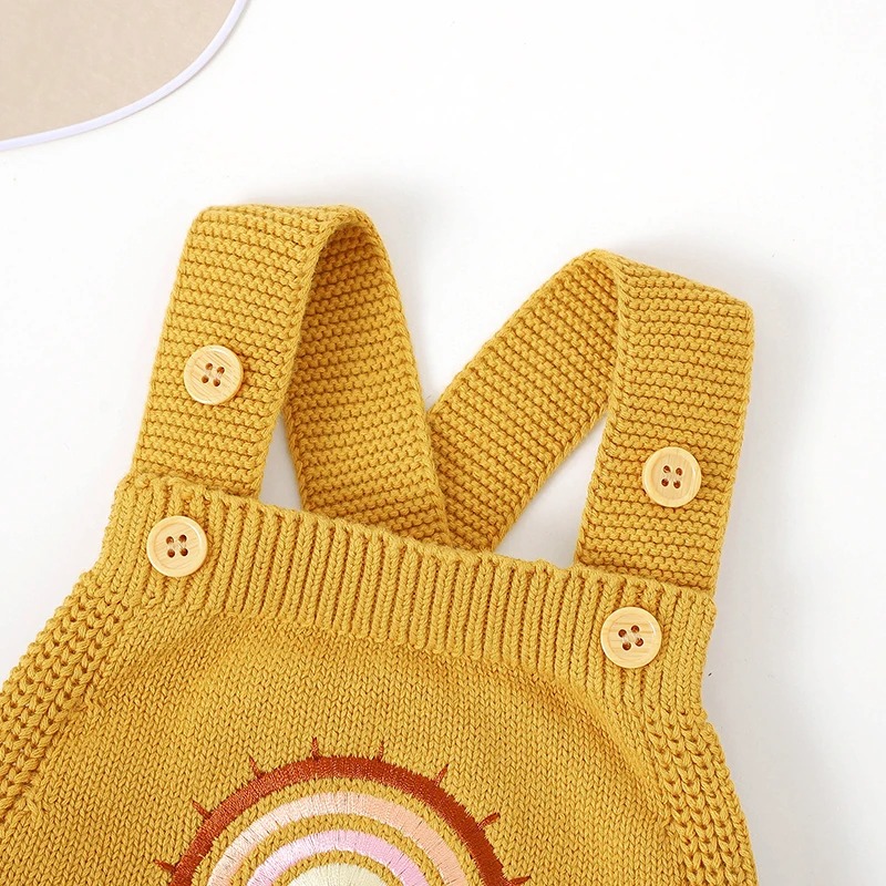 salopette bébé coton arc en ciel jaune bretelles