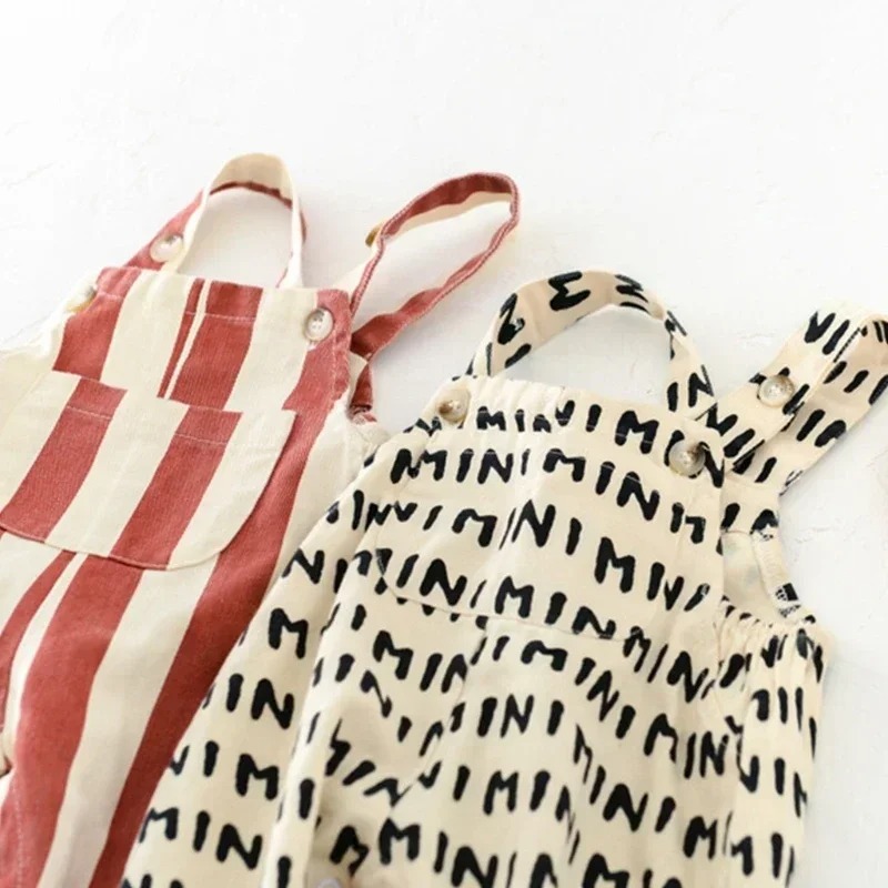 Salopette Rayée Ours Pour Bébé en Coton détails