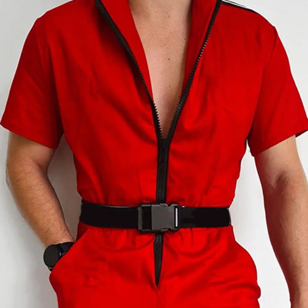 combinaison et salopette short homme cintrée rouge