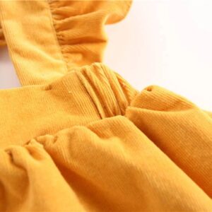 ROBE SALOPETTE FILLE VELOURS JAUNE DETAIL TAILLE