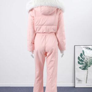 salopette de ski femme rose imperméable de dos