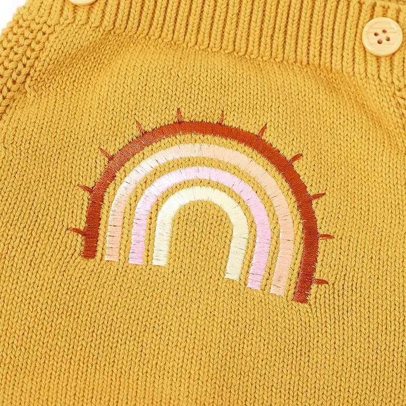salopette bébé coton arc en ciel jaune détail