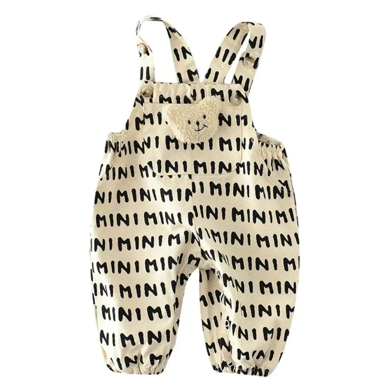 Salopette Rayée Ours Pour Bébé en Coton noire
