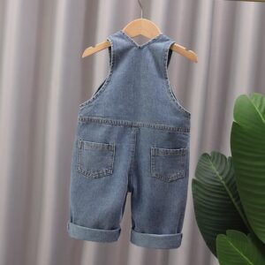 salopette coton enfant denim souple à motifs produit DE DOS