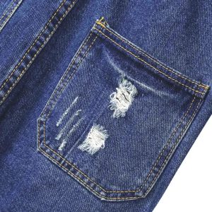 Salopette jean denim femme style de rue détail