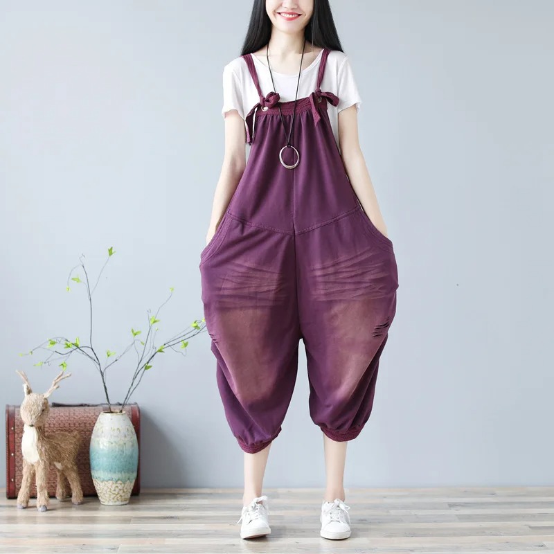 salopette large femme sarouel violet
