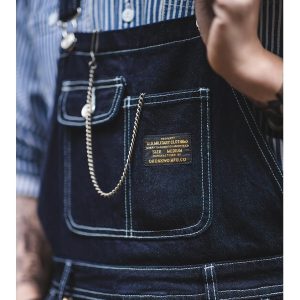 salopette jean homme bleu foncé torse