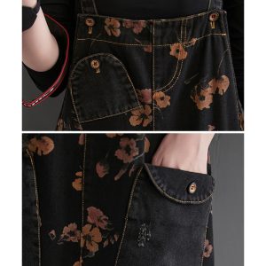 salopette large femme fleurie détail poche