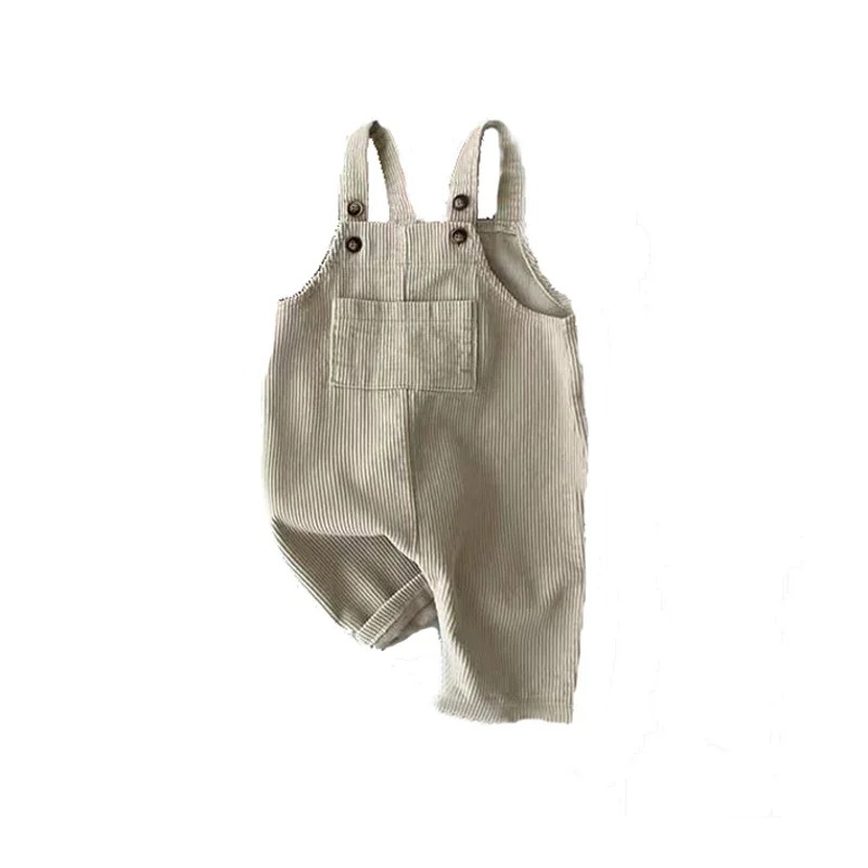 salopette garcon velours beige de face