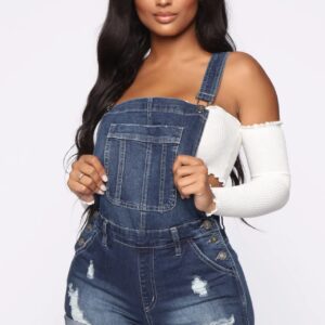 short salopette jean sexy détail buste