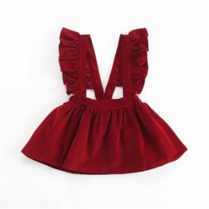 ROBE SALOPETTE FILLE VELOURS BORDEAUX