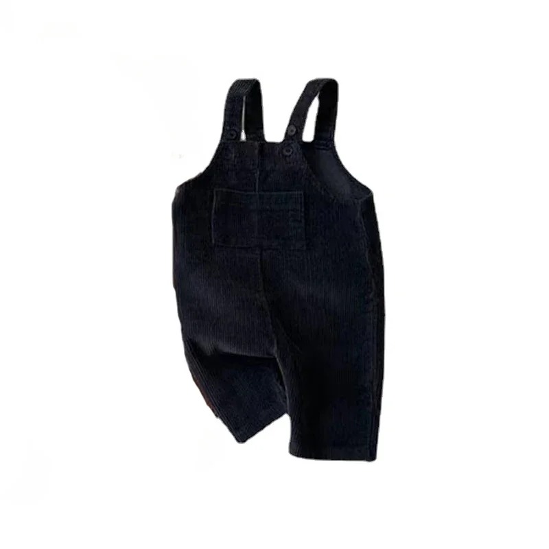 salopette garcon velours noir de face