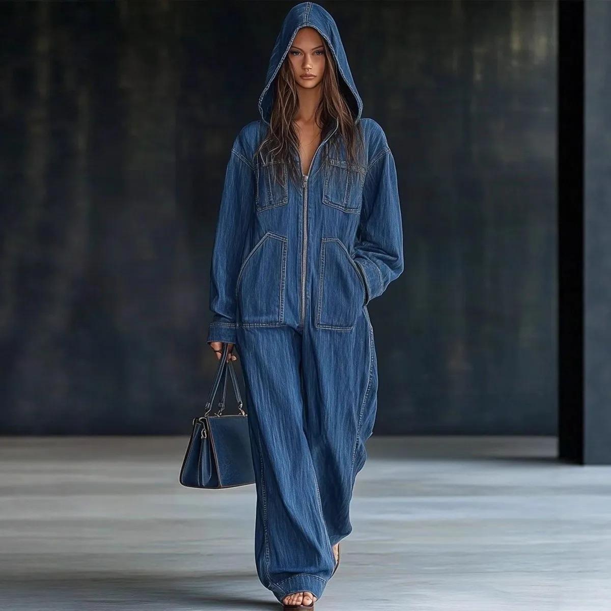 Combinaison et salopette à manches longues bleu variante