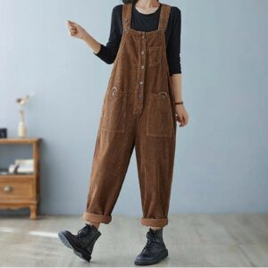 salopette femme velours marron