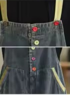 salopette bleue ample femme détail boutons