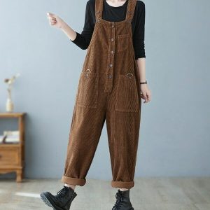 salopette en velours côtelé avec boutonnière