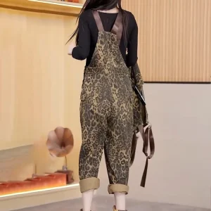 salopette jean haut imprimé animalier