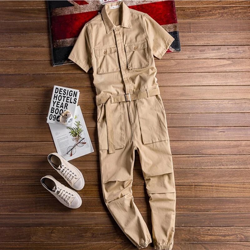 Salopette noir homme de dos variante beige