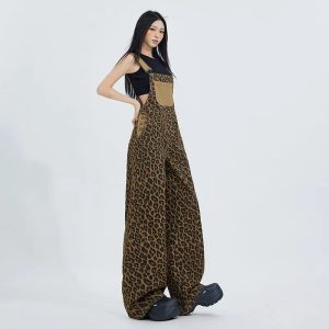 Salopette léopard fille jambes larges profil