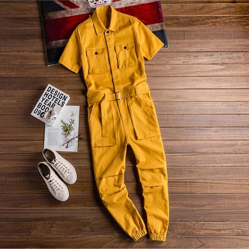 Salopette noir homme de dos variante jaune