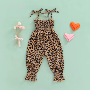 salopette leopard fille détail tissu