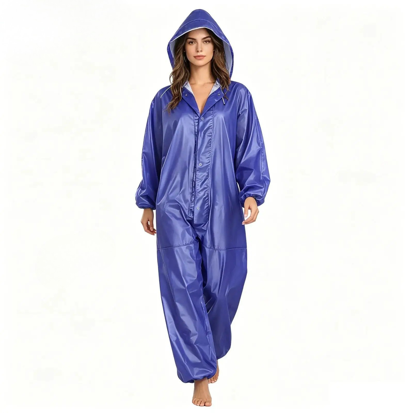La Salopette de pluie femme bleue de face