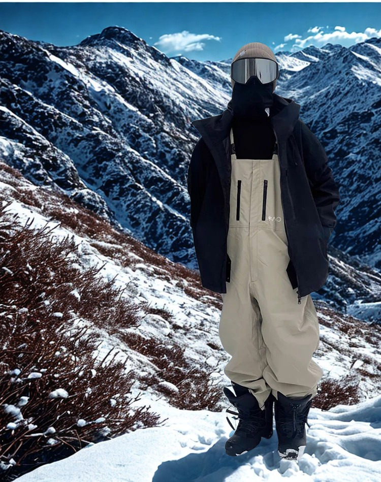 salopette homme beige ski de face